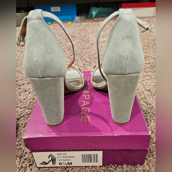 Denim Chunky Heels - Picture 2 of 3